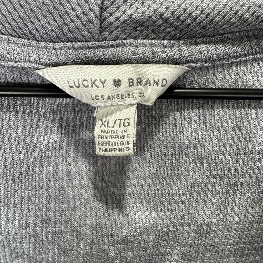 Lucky Brand Top Womens XL Gray Tunic Waffle Knit Burnout Cowl Stretchy Lounge‎ - Picture 9 of 13